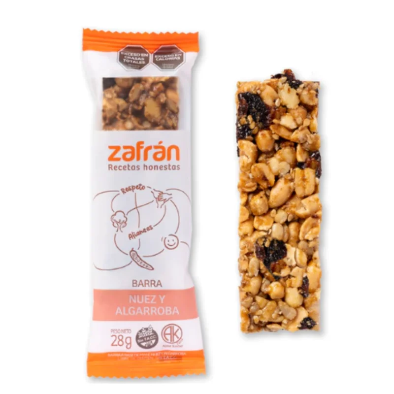 Barras Zafrán nuez y algarroba 28 gr - Sin gluten