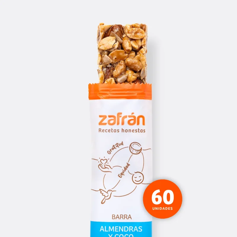 Barras Zafrán almendras y coco 28 gr - Sin gluten