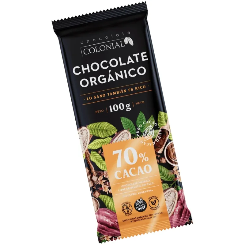 Chocolate Organico Colonial 70% 100 Gr